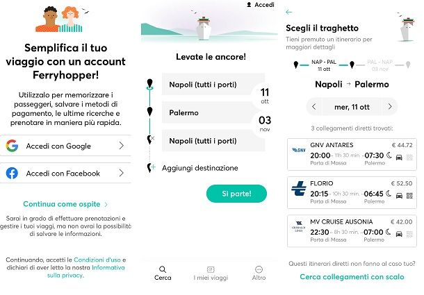 Ferryhopper app per traghetti