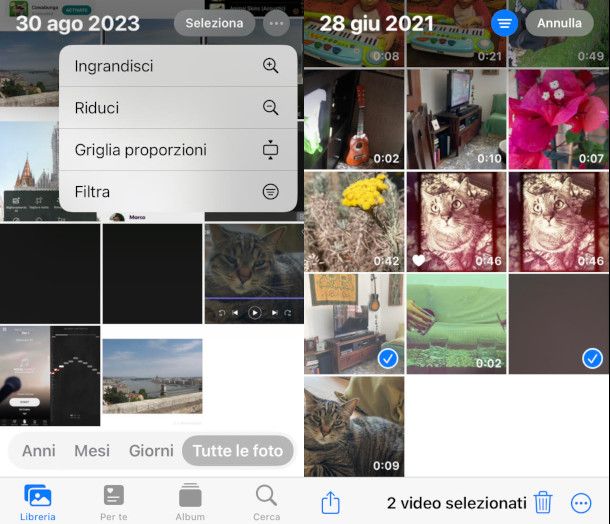 cancellazione video app Foto iPhone