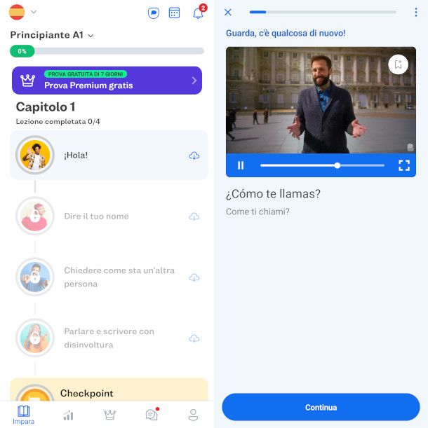 schermate app Busuu