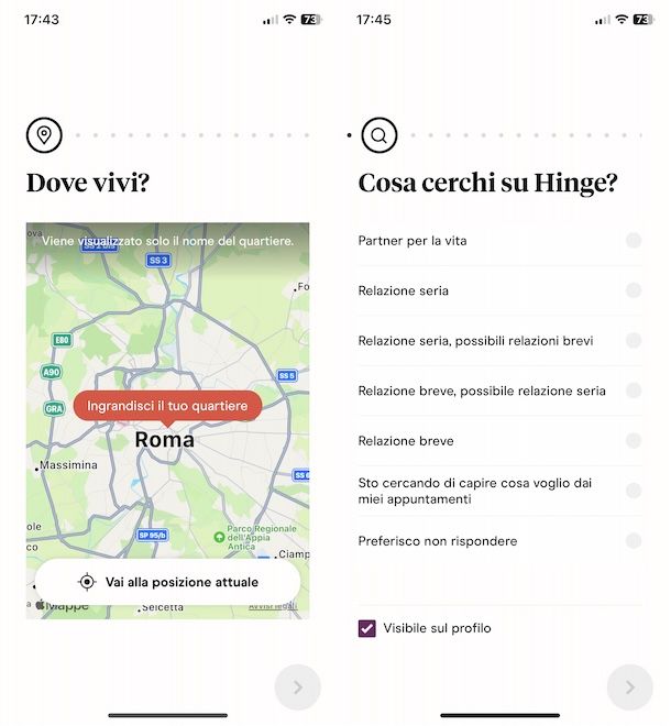 Registrazione Hinge