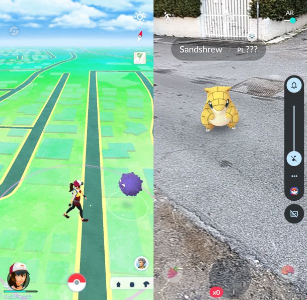 schermate app Pokemon Go