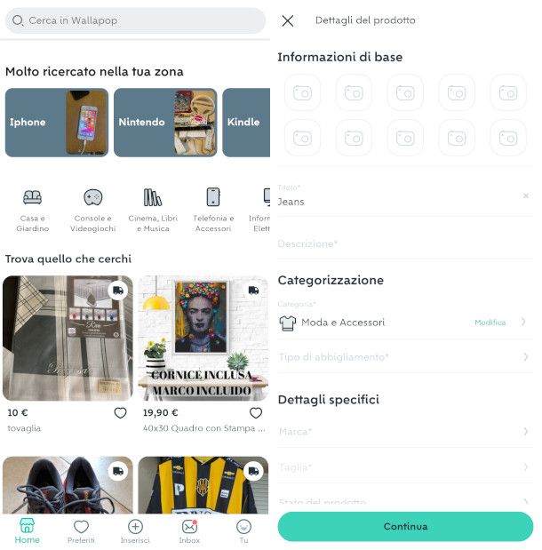 schermate app Wallapop