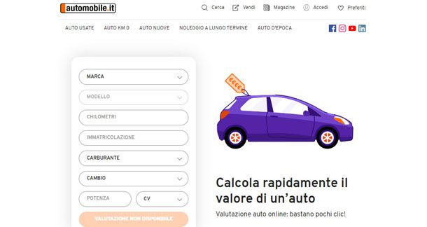 Valutazione auto gratis su Automobile.it