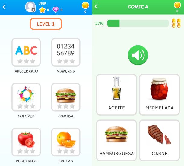 schermate app Impara Spagnolo Principianti