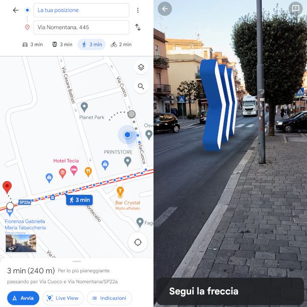 funzione Live View app Google Maps