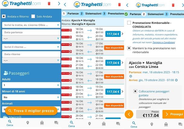 Traghetticom app per prenotazione traghetti