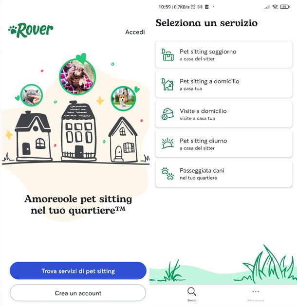 Rover app per trovare petsitter
