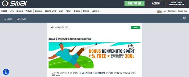 Bonus scommesse sportive Snai