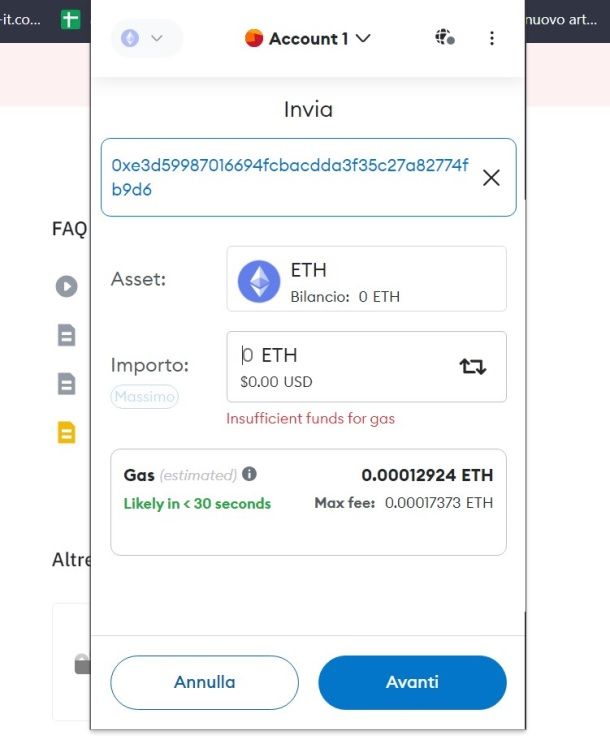 metamask invio
