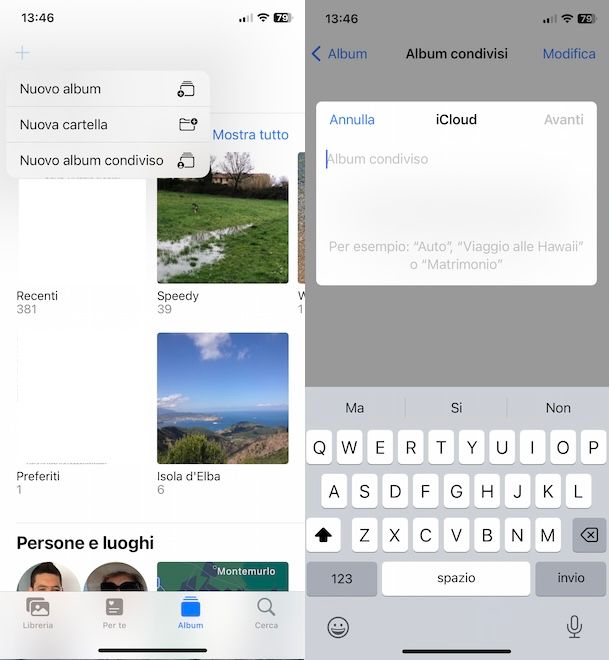 Album condiviso su iPhone