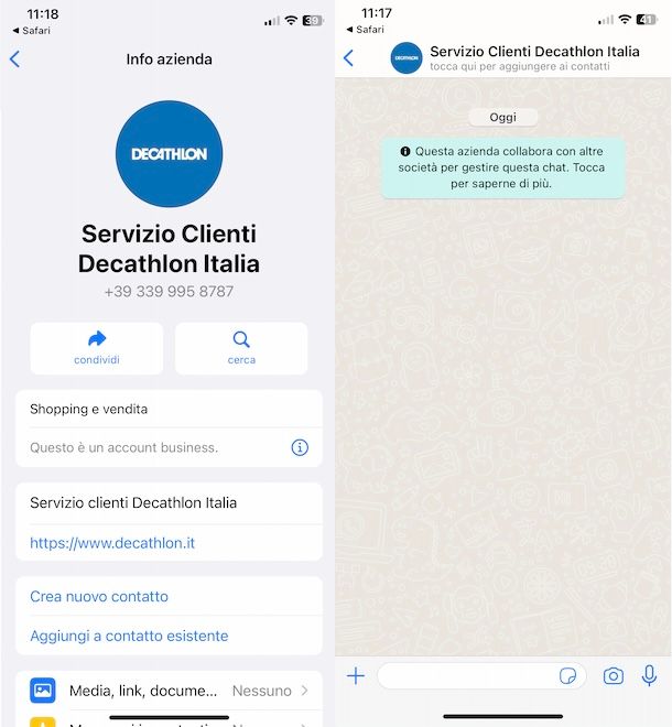 Contattare Decathlon su WhatsApp