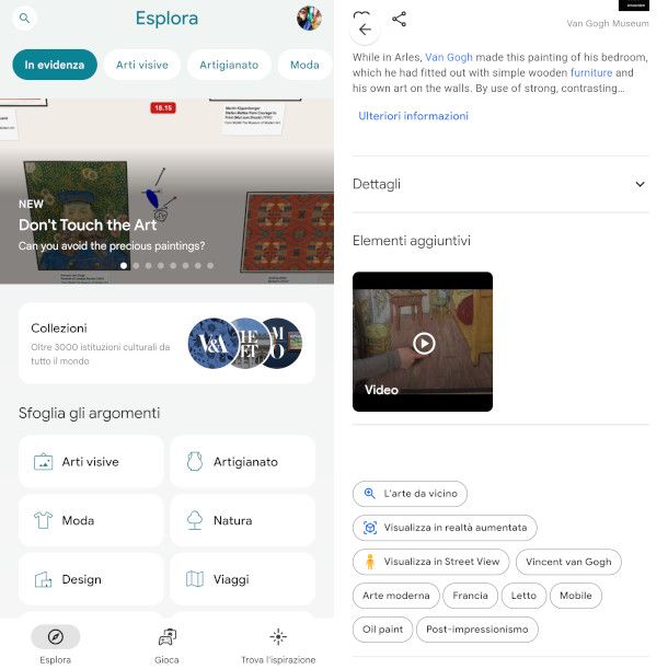 schermate app Google Arts and Culture