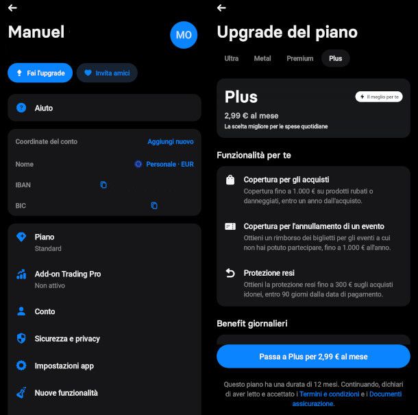 upgrade piano Revolut da app