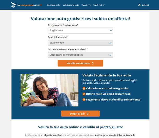 Valutazione auto su Noicompriamoauto.it