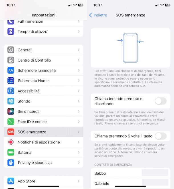 SOS Emergenze su iPhone