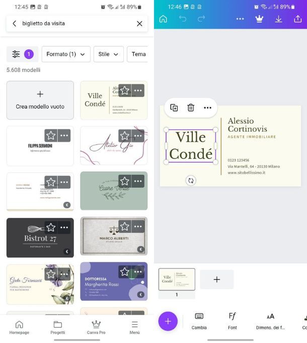 canva biglietti app