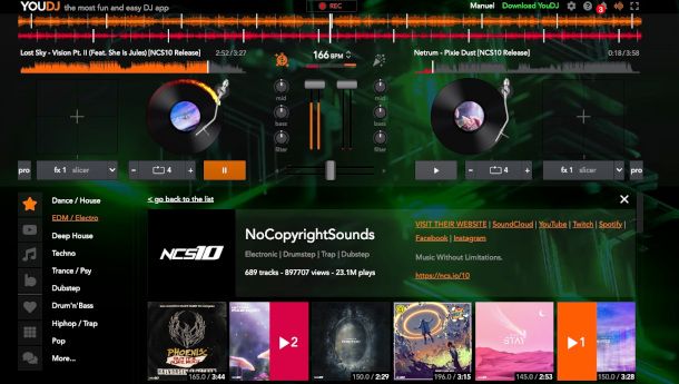 interfaccia console online YouDJ