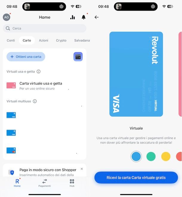 Carta virtuale Revolut