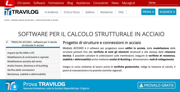 Travilog Acciaio pagina di download