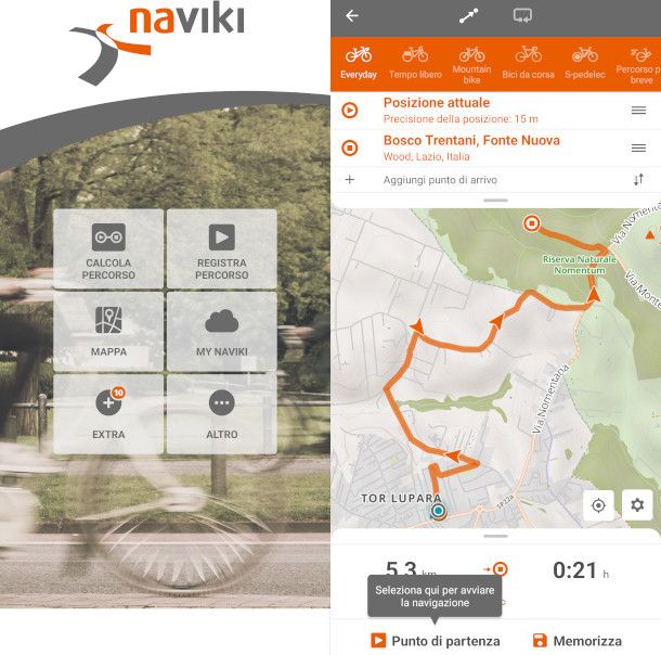 schermate app Naviki