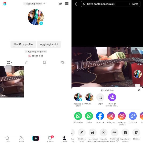 eliminazione video app TikTok