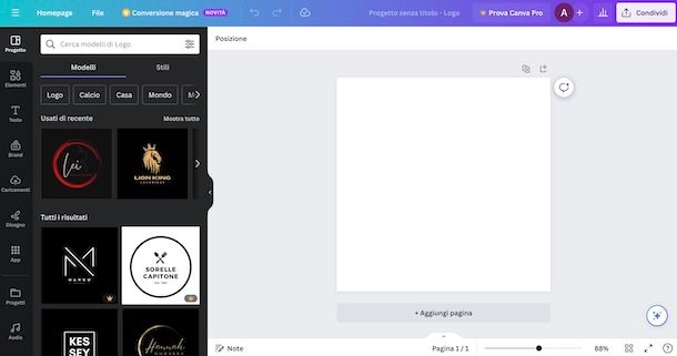 Modelli logo su Canva