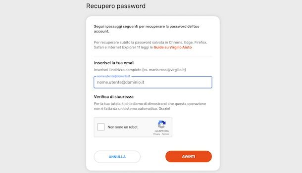 Cambiare password Virgilio Mail
