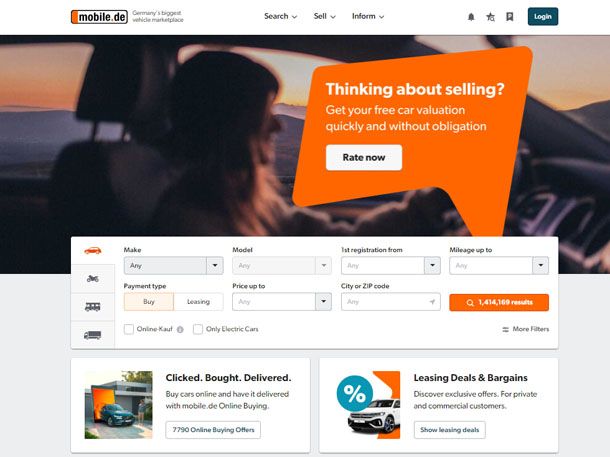 Mobile.de per comprare auto usate in Germania