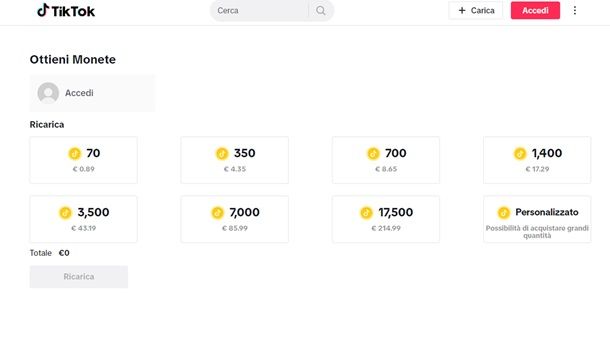 Come acquistare monete su TikTok