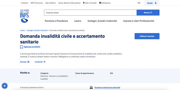 INPS — Domanda di invalidità civile