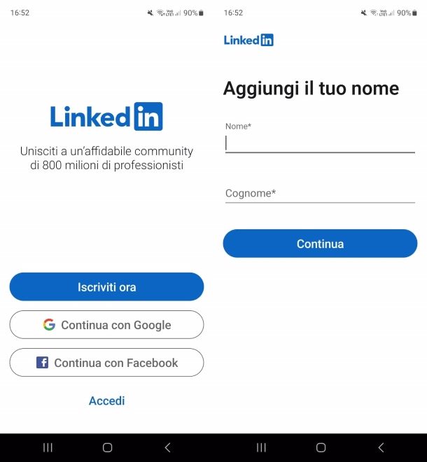 LinkedIn per Android