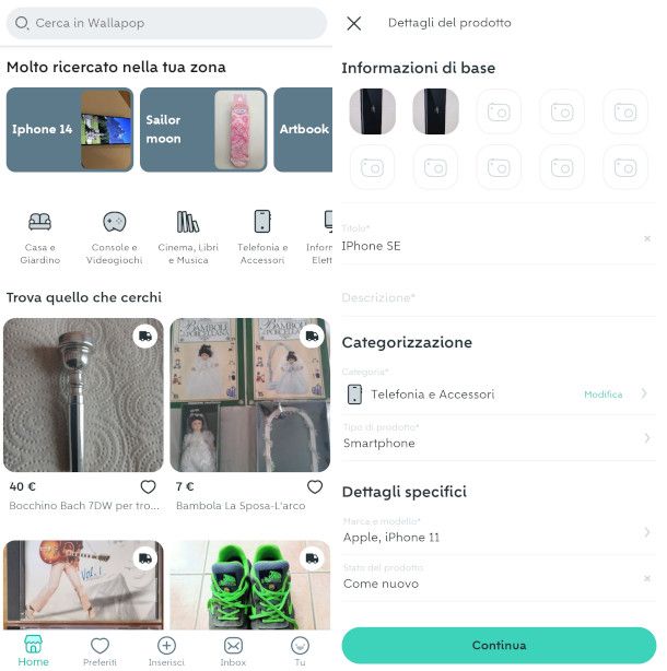 schermate app Wallapop