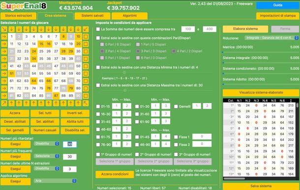 SuperEnal8 schermata programma