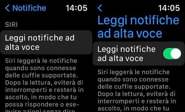 Lettura notifiche Siri su Apple Watch