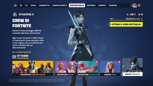 Crew di Fortnite Pass Battaglia gratis