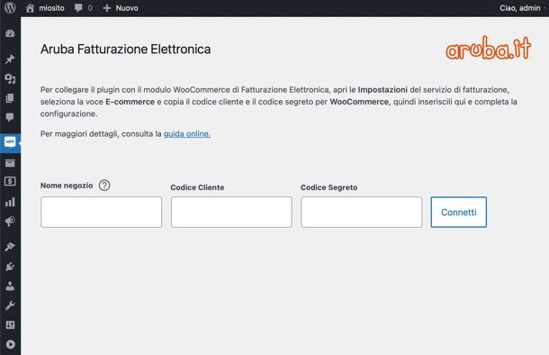 Plugin Aruba Fatturazione Elettronica