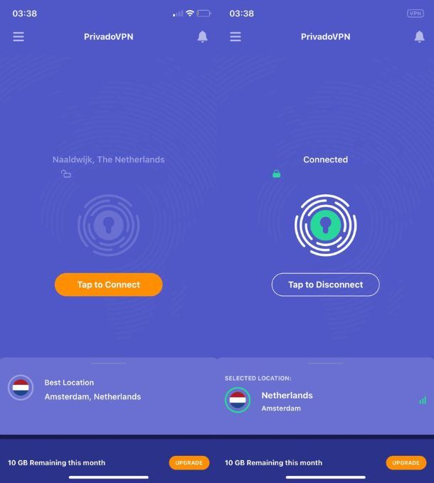 PrivadoVPN iOS