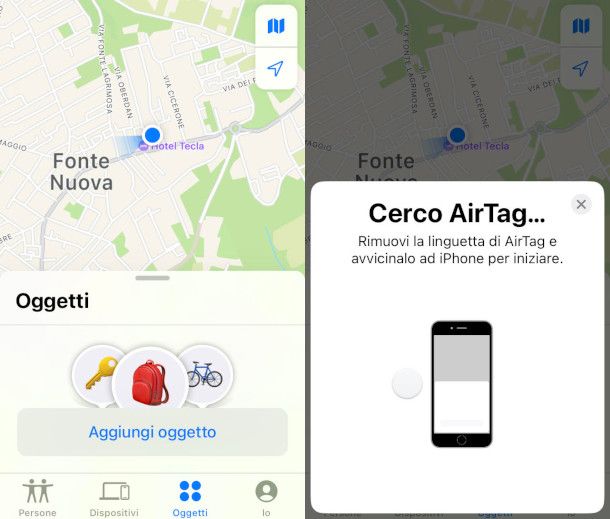 Schermate app Dov'è