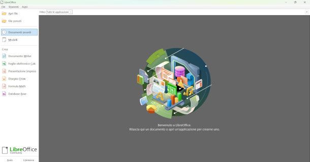 schermata iniziale LibreOffice