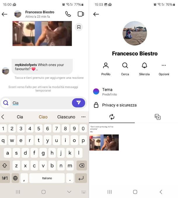 instagram messaggi