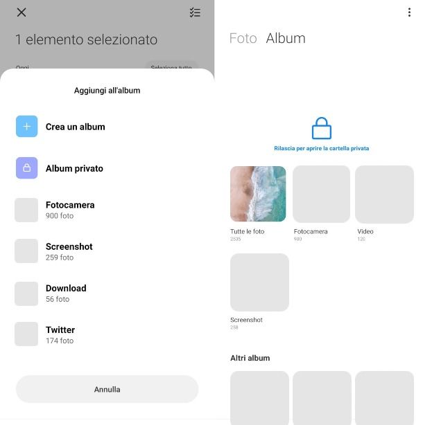 Android album privato
