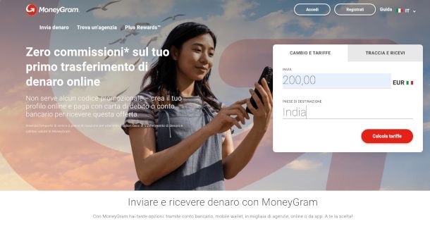 home page sito MoneyGram