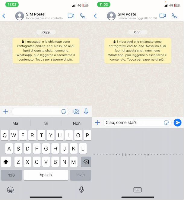 Dettare messaggi WhatsApp su iPhone