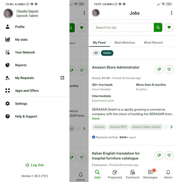 App per professionisti Upwork