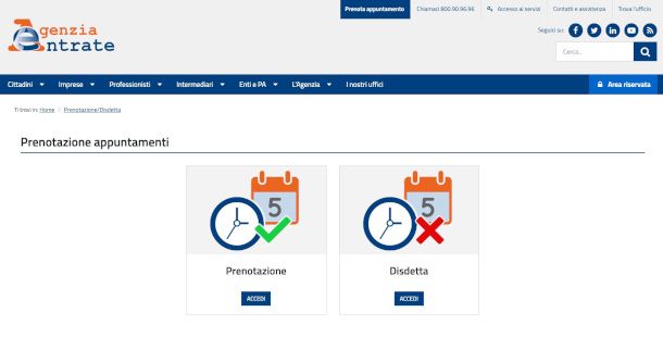 prenotazione appuntamento ufficio Agenzia delle Entrate