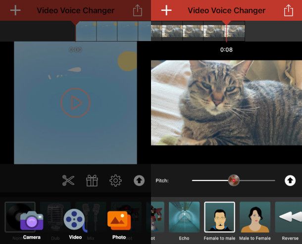 Schermata app Video Voice Changer per iOS