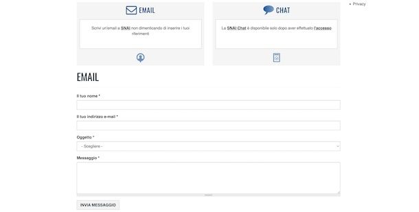 Contattare SNAI