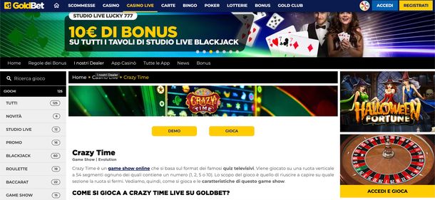 GoldBet crazy time