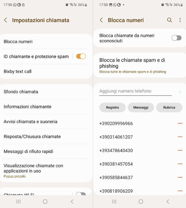 blocco chiamate android