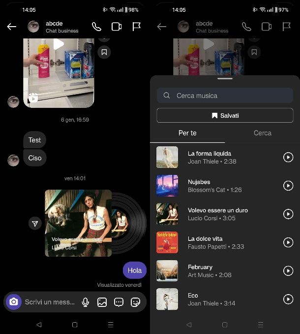 Come mettere la musica su Instagram nei messaggi